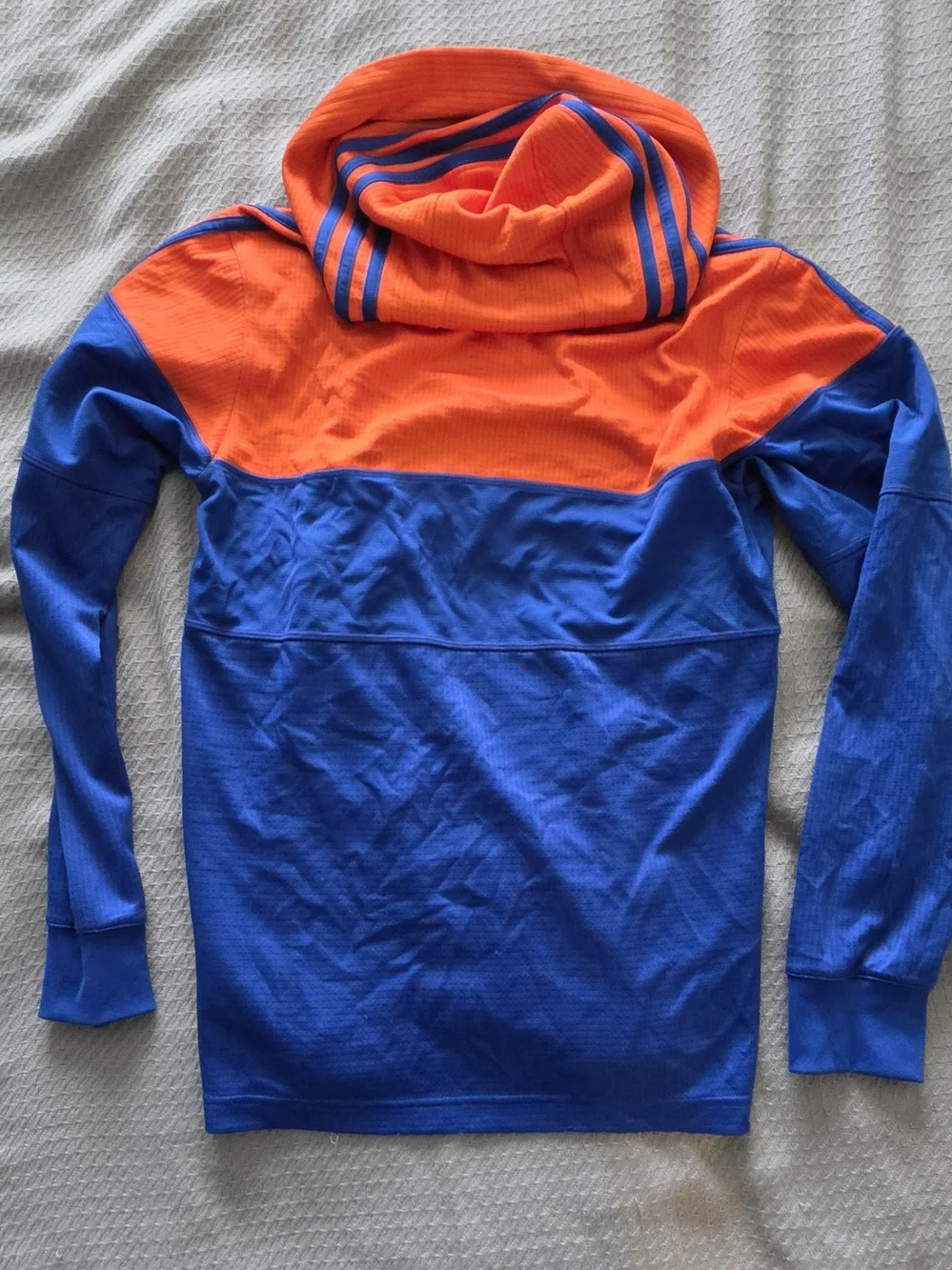 adidas Men’s Orange and Blue 'New York' Crewneck Hoodie